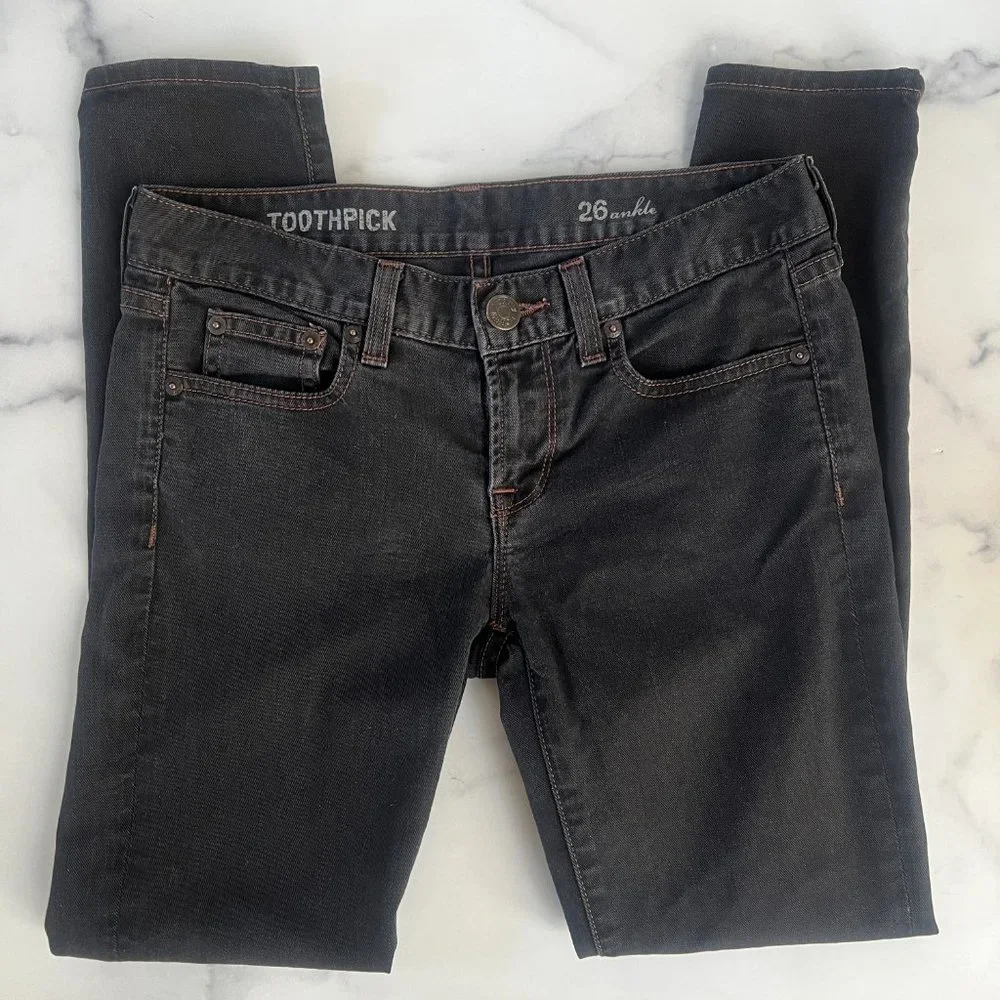 J. Crew Ankle Toothpick Jeans, Dark Indigo, Size 26 - Picture 5 of 8